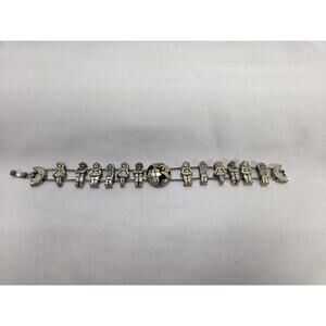 Vintage Silver Tone Charm Bracelet with Children Box Closure…